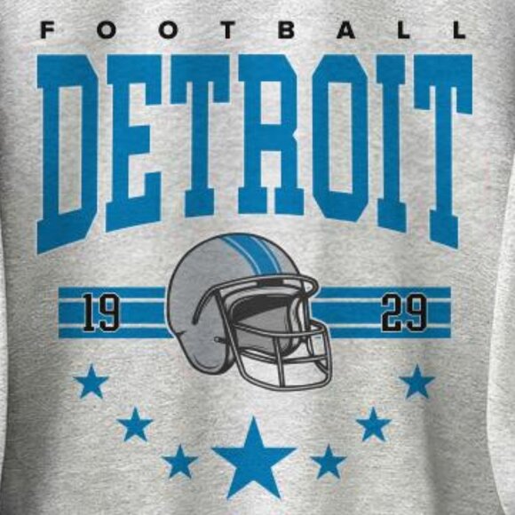 Retro Style Detroit Football Sweatshirt, Detroit Football Sweaters Unisex Ash - Picture 2 of 3